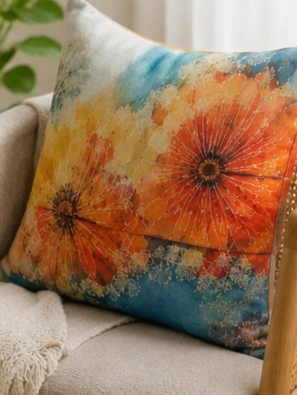 Peruvian Dandelion Linen Pillow Cover, 17